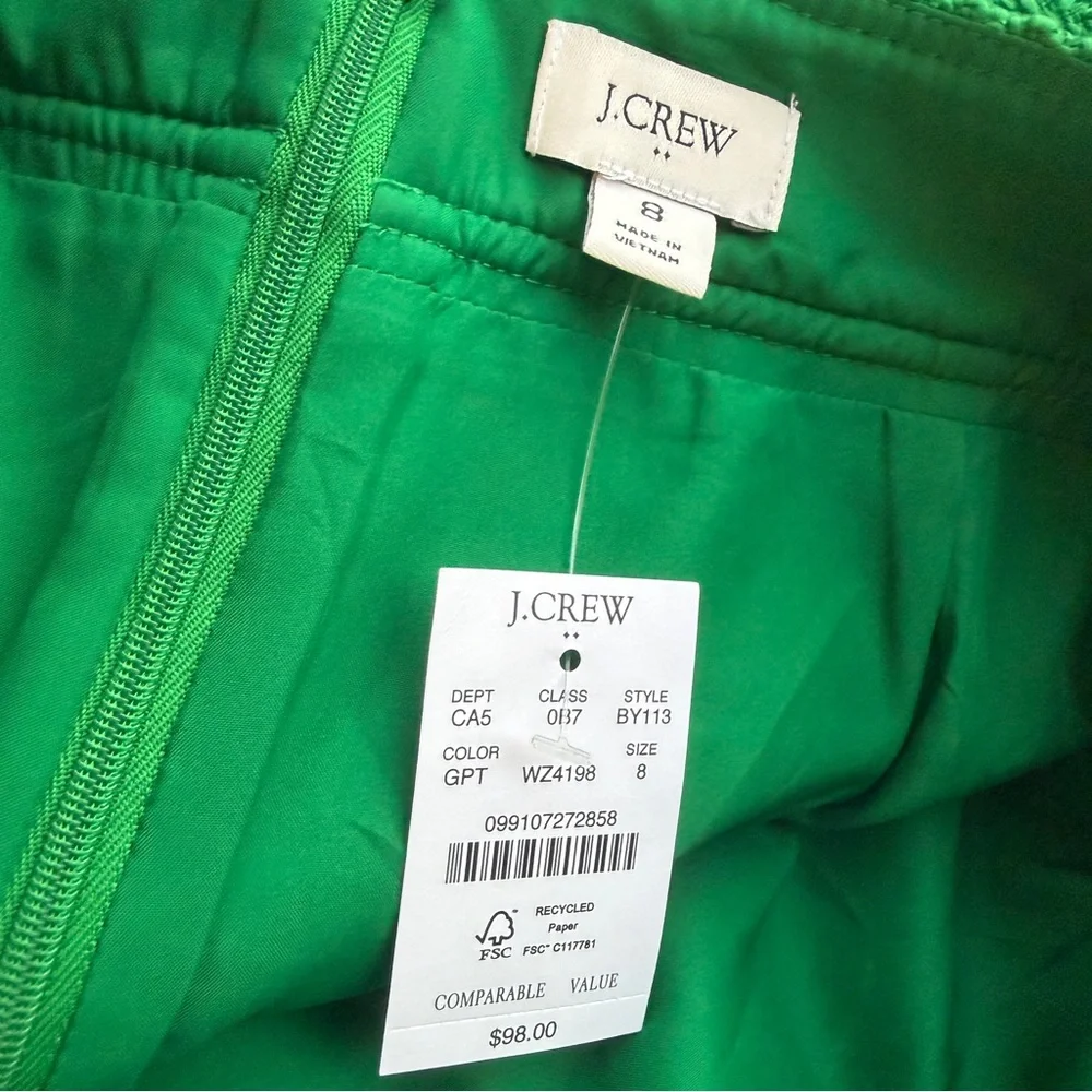 NWT J Crew Kelly Green Tweed a-line mini skirt. Size 8. - Picture 6 of 7